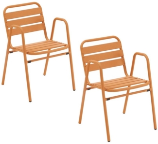 Liadomo Gartenstuhl Lesina (Balkonstuhl, Outdoor, 2 St), Latten-Design, Aluminium orange, stapelbar