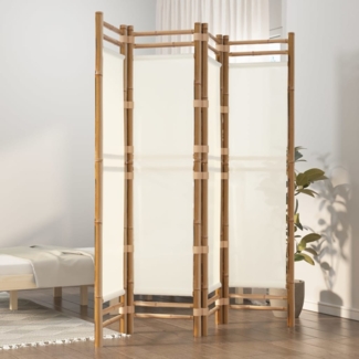 vidaXL 4-tlg. Paravent Faltbar 160 cm Bambus und Canvas 350624