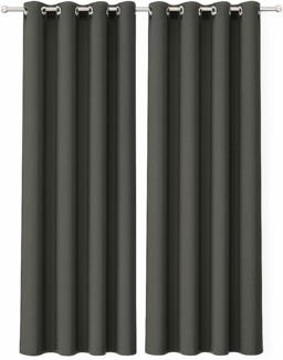 Gardine mit Ösen 140x225 cm ( Breite x Länge ) in Anthrazit, blickdichter Vorhang, Ösenvorhang in vielen Variationen