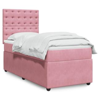 vidaXL Boxspringbett mit Matratze Rosa 90x200 cm Samt 3292255