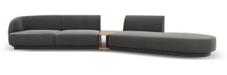 Micadoni Modulares Sofa Miley 4-Sitzer mit 1 Armlehne Rechts Samtstoff Hellgrau