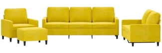 vidaXL 4-tlg. Sofagarnitur mit Kissen Gelb Samt 3201492