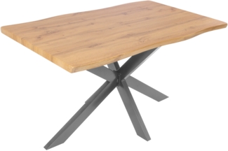Esstisch Baumkante Holz-Optik Wildeiche 120 x 80 Spider-Gestell silber JOSY 142463949