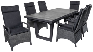LC Garden Garten-Essgruppe Keramo Gartenset Esstisch 200/260cm + 6 Gartenstühle