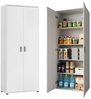 Home Collective Mehrzweckschrank 75 cm breit mit Einlegeböden 75x35x184 cm (BxTxH) Weiß (Vorratsschrank Universalschrank für Haushalt, Flur, Büro, Keller) mit 2 Türen & 4 Einlegeböden
