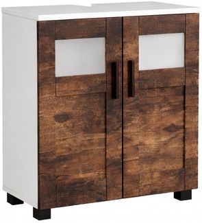 VCM Badmöbel Waschbeckenunterschrank Nilari 921291 Weiß / Vintage-Eiche H. 60 x B. 60 x T. 29 cm