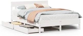 vidaXL Massivholzbett ohne Matratze Weiß 135x190 cm Kiefernholz 3301882