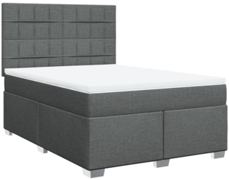 vidaXL Boxspringbett mit Matratze Dunkelgrau 140x200 cm Stoff 3290512