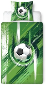 MTOnlinehandel Bettwäsche Fußball in 135x200 + 80x80 cm • Geschenkidee für Kinder, Mikrofaser, 2 teilig, Wende-Motiv • Fußball