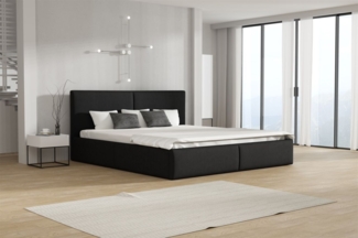 Polsterbett Doppelbett BERGEN 140x200cm Stoff Magic Velvet Schwarz