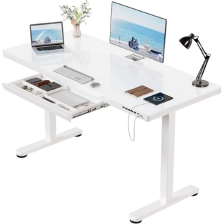 HOMALL Schreibtisch Glas Höhenverstellbarer elektrischer mit USB Aufladung 120*60/140*70