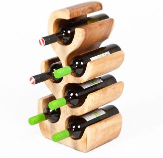 Weinregal / Flaschenhalter BOTOL-S ca. H50cm massives Suar-Holz Wein-Flaschen