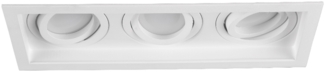 Eckiger 3-flammiger LED Deckeneinbaustrahler Weiß, schwenkbar 25,2 x 9,2cm