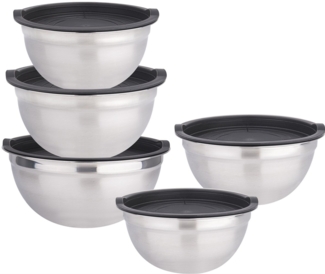 Edelstahl Schüssel Set mit Deckel 10-tlg Edelstahlschüssel Cheffinger CF-MXB5