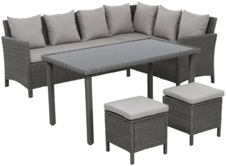 Siena Garden Gartenlounge-Set Ankor Casual Dining Eck-Set mit Hocker und Tisch