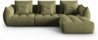 Micadoni Ecksofa Bloom 2-Sitzer Samt Hellgrün
