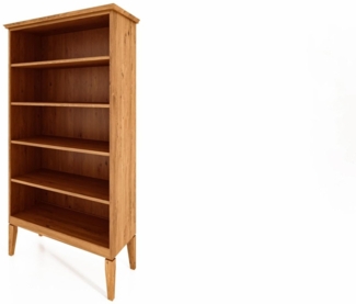 Bücherregal Sydo aus Wildeiche massiv 94x45x180 cm mit 5 Fächern und Holzbeinen