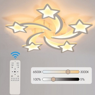 oyajia Deckenleuchten Moderne Kronleuchter LED Deckenleuchte Weißer Rahmen Wohnzimmer Lampe, LED fest integriert, Kaltweiß/Naturweiß/Warmweiß, 30W LED Deckenlampe Dimmbar mit Fernbedienung,für Wohnzimmer Küche