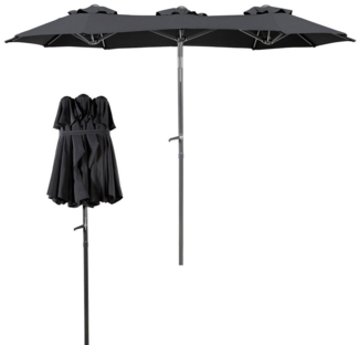 Doppelschirm Sonnenschirm Kurbelschirm 3 x 1,5 m knickbar Garten Oval anthrazit
