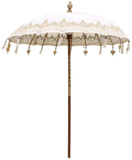 Oriental Galerie Sonnenschirm Balkon Bali-Sonnenschirm 130 Ø cm Weiß Gold