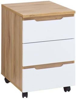 Rollcontainer vito Clyde, Holzwerkstoff, Weiß, Holzfarben, 45 x 66 x 55 cm
