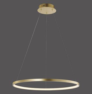 Licht-Erlebnisse Pendelleuchte GREVON, LED fest integriert, Warmweiß, LED Metall H: max. 120 cm rund Ø 60 cm in Gold 3670 lm Modern