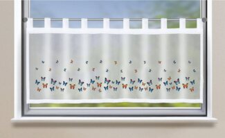 Gardinenbox Scheibengardine, Schlaufen (1 St), halbtransparent, Bistrogardine »Bodrum« Voile Küchenfenster 2022410