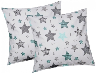 Heubergshop Kissenbezug, (2 Stück), 40x40cm Kissenhülle Sterne Kreise Punkte 100% Baumwolle (560/1-40x40)