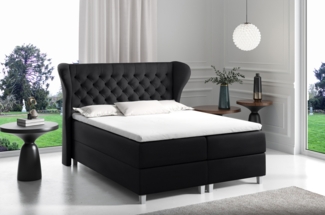 99rooms Turin Boxspringbett Velours 120x200 cm Schwarz