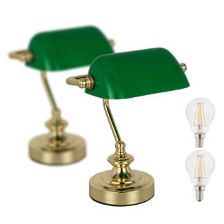 Tischlampe Wohnzimmer LED Tischleuchte 2er Set Schreibtischlampe Bankerlampe.