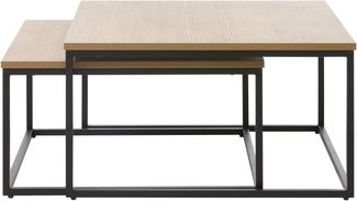 Satztisch >CESURA< (2er Set) in Eiche-Dekor, schwarz - 68/35/68 cm / 75/40/75 cm (B/H/T)