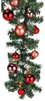 Mojawo Lichtervorhang XL LED Tannengirlande 540cm mit 70 LED inkl. 30 Stück Baumkugeln Rot