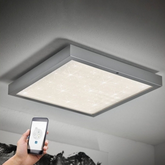 LED SmartHome Deckenleuchte per Fernbedienung und App steuerbar : Mit Glitzereffekt : Chrom-Matt