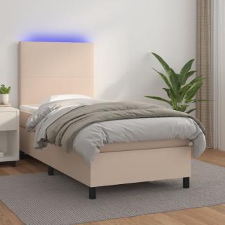 vidaXL Polsterbett mit Matratze & LED Cappuccino-Braun 80x200 cm [3135794]