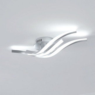 Goeco Deckenleuchte LED Deckenlampe, 3-gebogene Deckenleuchte, 24w 2700lm, LED Lichtquelle, Weißlicht, Aluminiumprofil-Wandleuchte in silber, 52×15×10 cm