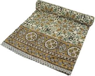 Guru-Shop Tagesdecke Blockdruck Tagesdecke, Bett & Sofaüberwurf,..
