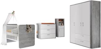 Babyzimmer komplett Edana 6-tlg. Babyzimmereinrichtung Vintage Woody Grey/Weiß Matt 90063