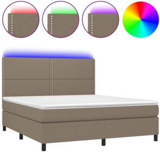 vidaXL Boxspringbett mit Matratze & LED Taupe 180x200 cm Stoff 3134817