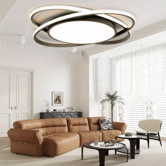 ibettertec Deckenleuchten LED Deckenlampe Ø40cm,Dimmbar mit Fernbedienung LED fest integriert, LED fest integriert, 62W, Modern Runde Wohnzimmer Schlafzimmer Arbeitszimmer Esszimmer Dekoration Lampen, Wohnzimmer-Leuchte, Deckenlampe, Hängeleuchte, Häng...