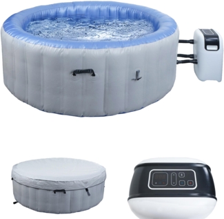 Whirlpool HWC-N97, 5 Personen, In-/Outdoor heizbar aufblasbar Pumpe PVC laminiert, rund Ø 198cm, grau-blau