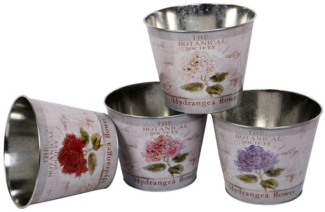 UNUS GARDEN Blumentopf Topf Zink rund Hortensie 4er Set