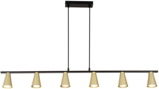 ZMH Pendelleuchte Esstisch Hängelampe GU10: 6-flammig Esszimmerlampe in Schwarz Gold Metall Modern Industrial