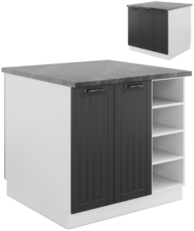 Kücheninsel Fame-Line Anthrazit Landhaus/Weiß 90 cm ohne Arbeitsplatte Vicco