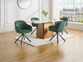 Vente-unique - 6‑er Set Stühle mit Armlehnen - Textilstoff & Metall - Grün - CILIENO