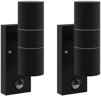 vidaXL Außenwandlampen 2 pcs Schwarz 7 x 10 x 22 cm Edelstahl 4005998