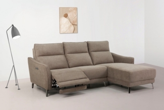 INOSIGN Ecksofa TAYLER 3-Sitzer, L-Form (Breite 239cm), elektr. Relaxfunktion, USB A/C, und Recamiere, Liegefunktion durch Recliner, Federkernpolsterung