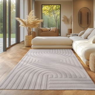 SIMPEX24 Designteppich Unicolor - Einfarbig, Rechteckig, Höhe: 12 mm, Kurzflor Boho Teppich Weich Anti-Rutsch Rückseite Waschbar