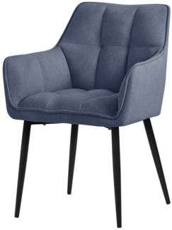 ML-DESIGN Polsterstuhl Esszimmerstuhl mit dickem gepolsterter Sitz, Rücken- und Armlehnen (1 St), Wohnzimmerstuhl aus Frotteestoff Blau Loungesessel Küchenstuhl