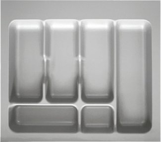 Besteckeinsatz-2, grau 55 cm (B 450-490 x T 360-440 mm) mit 6-Facheinteilung/ Besteckeinsatz / Besteckkasten