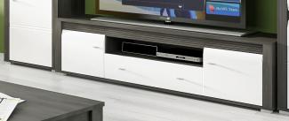 Lowboard Sevilla TV-Kommode 176cm schwarzkiefer / MDF weiß Hochglanz